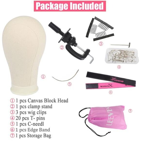 21"-24" Poly Canvas Block Head Professional Mannequin Canvas Head - Picture 2 of 7